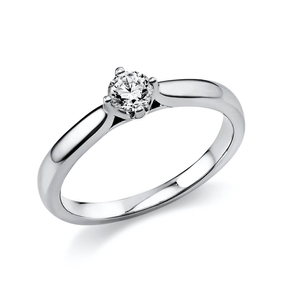 Solitär Ring Damenring 750 Gold Weißgold mit Diamant Brillant 0,25 Ct 4er-Krappe