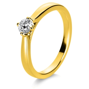 Solitär Ring 585 Gold Gelbgold Diamant Brillant 0,30 Ct. 4er-Krappe B: 2,4mm
