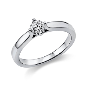 Solitär Ring 585 Gold Weißgold Diamant Brillant 0,30 Ct. 4er-Krappe B: 2,4mm