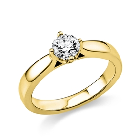 Solitär Ring 585 Gold Gelbgold Diamant Brillant 0,40 Ct. 4er-Krappe B: 2,6mm