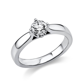 Solitär Ring 750 Gold Weißgold Diamant Brillant 0,40 Ct. 4er-Krappe B: 2,6mm