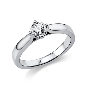 Solitär Ring 585 Gold Weißgold Diamant Brillant 0,50 Ct. 4er-Krappe B: 2,6mm