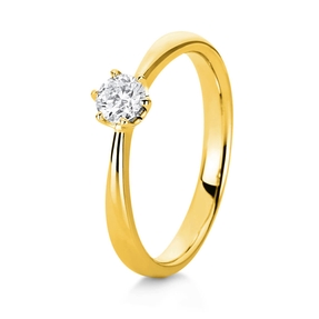 Solitär Ring 750 Gold Gelbgold Diamant Brillant 0,50 Ct. 6er-Krappe B: 3,1mm