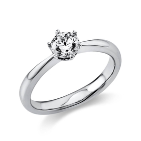Solitär Ring 585 Gold Weißgold Diamant Brillant 0,50 Ct. 6er-Krappe B: 3,1mm