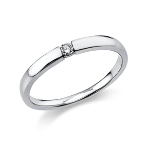 Solitär Ring Damenring aus 585 Gold Weißgold mit Diamant Brillant 0,06 Ct.