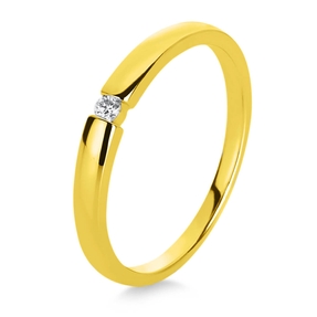 Solitär Ring Damenring aus 750 Gold Gelbgold mit Diamant Brillant 0,10 Ct.