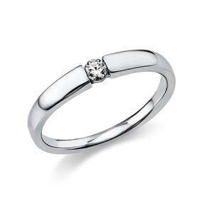 Solitär Ring Damenring aus 750 Gold Weißgold mit Diamant Brillant 0,10 Ct.