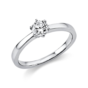 Solitär Ring Damenring 585 Gold Weißgold Diamant Brillant 0,40 Ct. 6er-Krappe