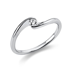 Solitär Ring Damenring aus 585 Gold Weißgold mit Diamant Brillant 0,10 Ct.