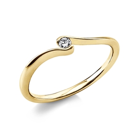 Solitär Ring Damenring aus 750 Gold Gelbgold mit Diamant Brillant 0,05 Ct.