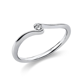 Solitär Ring Damenring aus 585 Gold Weißgold mit Diamant Brillant 0,05 Ct.