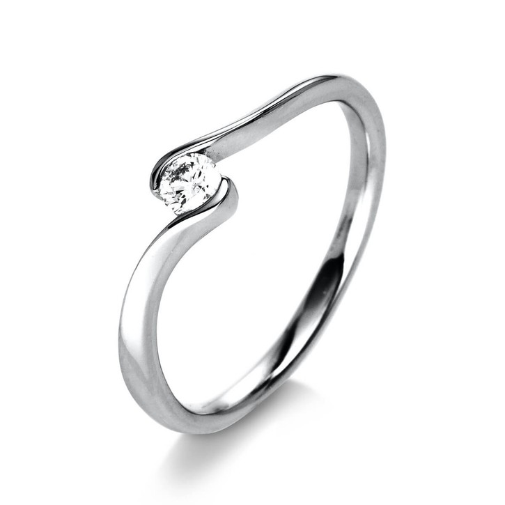 Solitär Ring aus 585 Weißgold mit Brillant 0.15 Ct