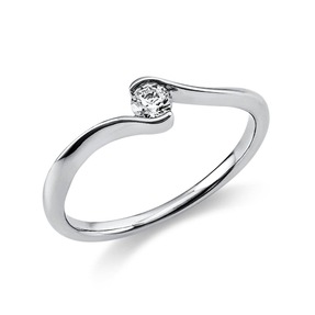 Solitär Ring Damenring aus 750 Gold Weißgold mit Diamant Brillant 0,15 Ct.