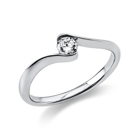 Solitär Ring Damenring aus 585 Gold Weißgold mit Diamant Brillant 0,20 Ct.