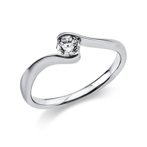 Solitär Ring Damenring aus 750 Gold Weißgold mit Diamant Brillant 0,25 Ct.