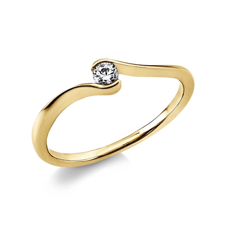 Solitär Ring aus 750 Gelbgold mit Brillant 0.10 Ct
