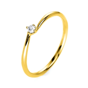 Solitär Ring Damenring 585 Gold Gelbgold mit Diamant Brillant 0,05 Ct 4er-Krappe Solitär Ring Damenring 585 Gold Gelbgold mit Diamant Brillant 0,05 Ct 4er-Krappe
