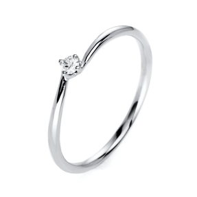 Solitär Ring Damenring aus 950 Platin mit Diamant Brillant 0,05 Ct 4er-Krappe