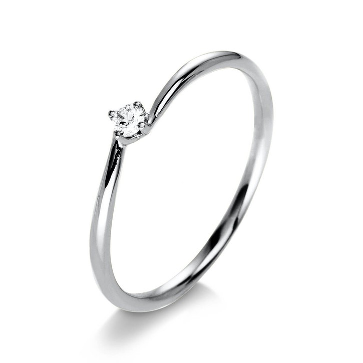 Solitär Ring aus 750 Weißgold mit Brillant 0.05 Ct