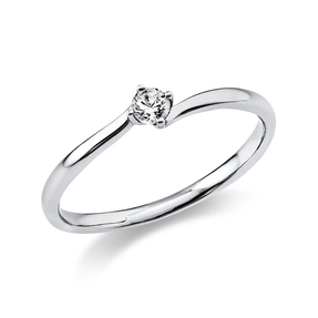 Solitär Ring Damenring 585 Gold Weißgold Diamant Brillant 0,10 Ct. 4er-Krappe
