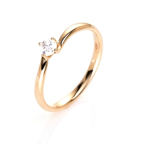 Solitär Ring Damenring 750 Gold Gelbgold Diamant Brillant 0,20 Ct. 4er-Krappe