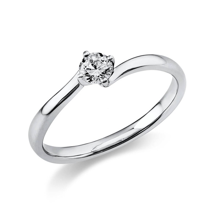 Solitär Ring aus 950 Platin mit Brillant 0.20 Ct
