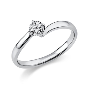 Solitär Ring Damenring 750 Gold Weißgold mit Diamant Brillant 0,25 Ct 4er-Krappe
