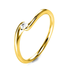 Solitär Ring Damenring aus 750 Gold Gelbgold mit Diamant Brillant 0,05 Ct.