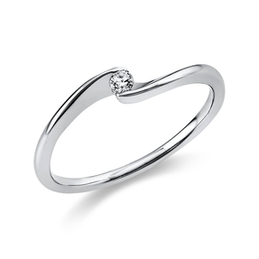 Solitär Ring Damenring aus 585 Gold Weißgold mit Diamant Brillant 0,05 Ct.
