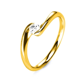 Solitär Ring Damenring aus 750 Gold Gelbgold mit Diamant Brillant 0,15 Ct.