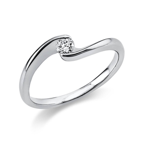 Solitär Ring Damenring aus 585 Gold Weißgold mit Diamant Brillant 0,15 Ct.