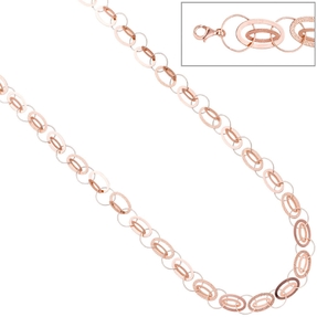 14,5mm Collier Halskette Kette Halsschmuck aus 925 Silber Rotgold vergoldet 80cm
