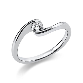 Solitär Ring Damenring 750 Gold Weißgold Diamant Brillant 0,20 Ct. B: 2,2mm