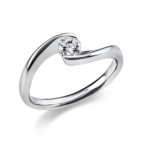 Solitär Ring Damenring aus 585 Gold Weißgold mit Diamant Brillant 0,25 Ct.