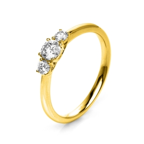 Ring Damenring aus 750 Gold Gelbgold mit 3 Diamanten Brillanten 0,47 Ct.