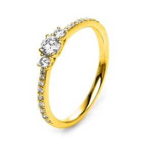 Ring aus 585 Gold Gelbgold mit 21 Diamanten Brillanten 0,37 Ct. 4er-Krappe