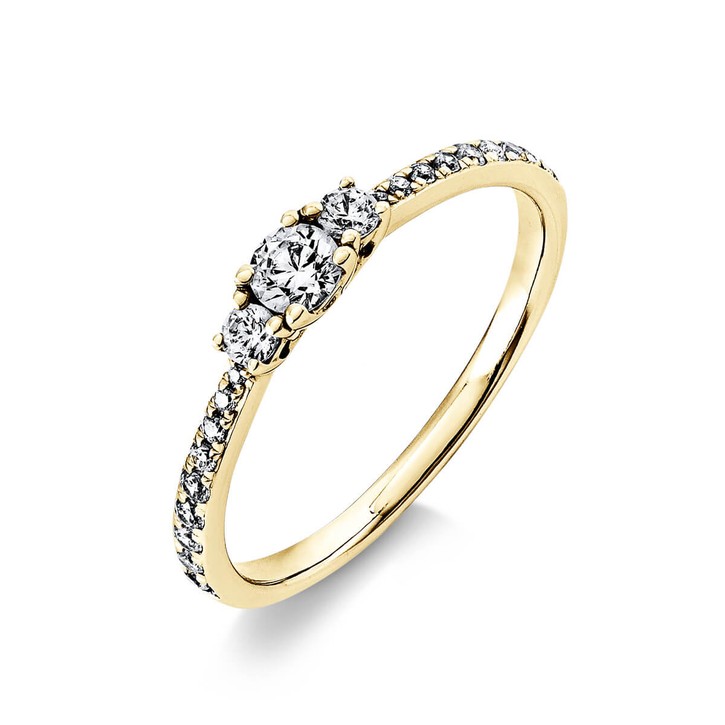 Ring aus 750 Gelbgold mit 21 Brillanten 0.37 Ct