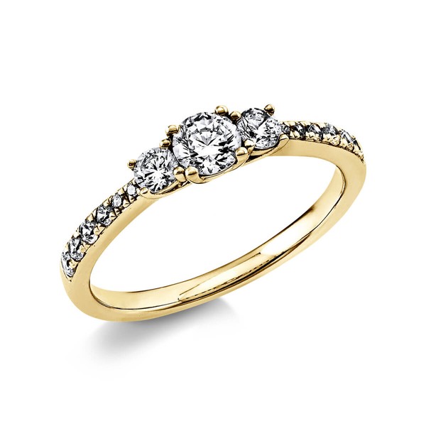 Ring aus 750 Gelbgold mit 15 Brillanten 0.58 Ct