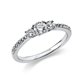 Ring Damenring aus 585 Gold Weißgold mit 15 Diamanten Brillanten 0,58 Ct.
