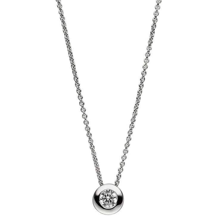 Solitär Collier Zirkonia 925 Silber 42cm