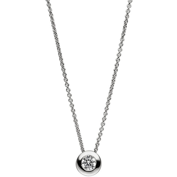 Solitär Collier Zirkonia 925 Silber 42cm