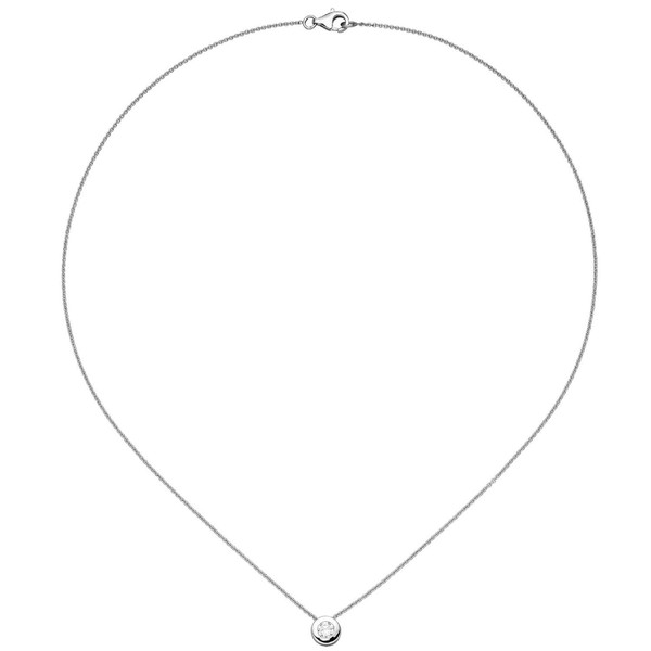 Solitär Collier Zirkonia 925 Silber 42cm