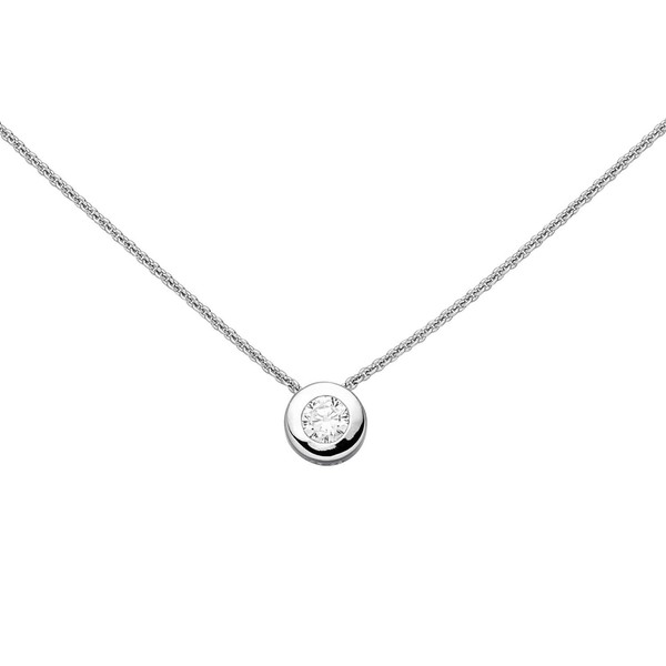 Solitär Collier Zirkonia 925 Silber 42cm