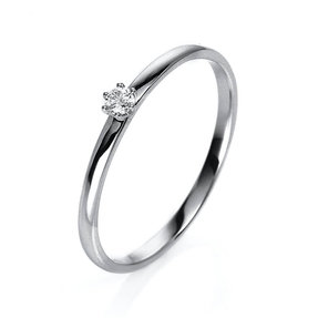 Solitär Ring Damenring aus 950 Platin mit Diamant Brillant 0,05 Ct 6er-Krappe