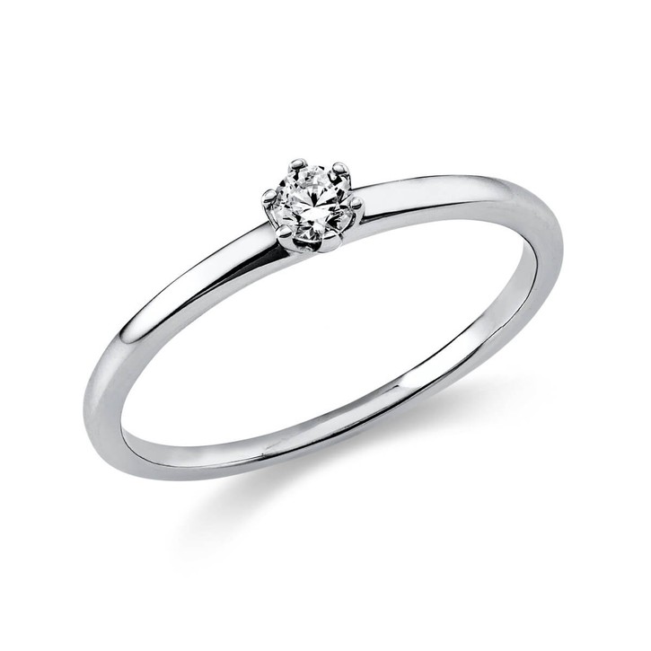 Solitär Ring aus 950 Platin mit Brillant 0.10 Ct