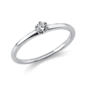 Solitär Ring Damenring 585 Gold Weißgold Diamant Brillant 0,10 Ct. 6er-Krappe