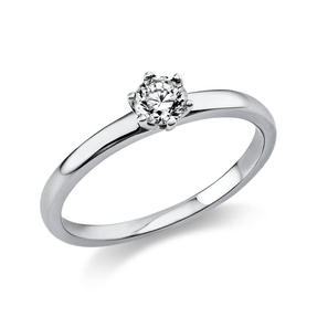 Solitär Ring Damenring 950 Platin Diamant Brillant 0,25 Ct 6er-Krappe B: 1,7mm