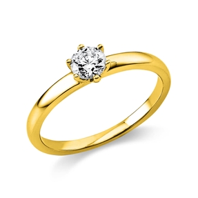 Solitär Ring Damenring 750 Gold Gelbgold Diamant Brillant 0,30 Ct. 6er-Krappe Solitär Ring Damenring 750 Gold Gelbgold Diamant Brillant 0,30 Ct. 6er-Krappe
