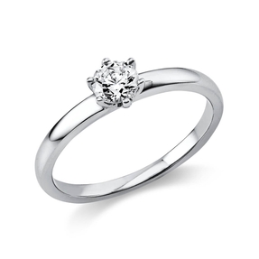 Solitär Ring Damenring 750 Gold Weißgold Diamant Brillant 0,30 Ct. 6er-Krappe