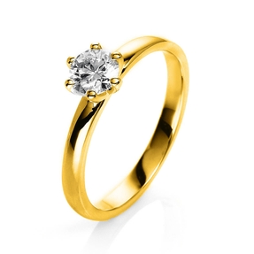 Solitär Ring Damenring 750 Gold Gelbgold Diamant Brillant 0,50 Ct. 6er-Krappe